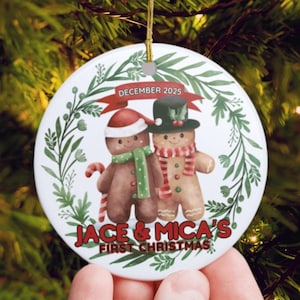 Personalized Twins First Christmas Ornament: Gingerbread Holiday Decor