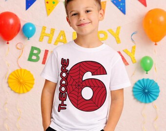 Personalized Spider Superhero Birthday Shirt, Custom Spidey Bday Tee