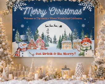 Personalized Christmas Party Poster: Winter Wonderland Holiday Decor