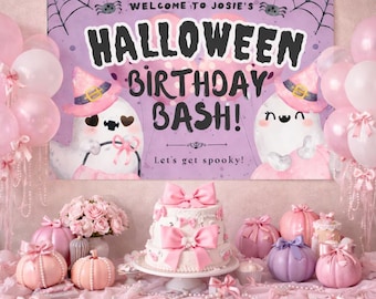 Coquette Halloween Birthday Decor, Girly Ghost Party Decor
