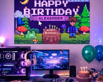 Personalized Video Game Birthday Party Decor, Arcade Gamer Birthday