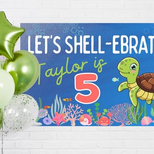 Custom Turtle Birthday Poster: Under the Sea Party Decor