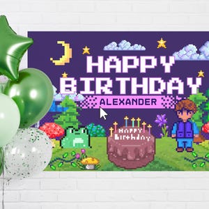 Custom Video Game Birthday Poster Gamer Theme Party Sign Arcade Birthday Decorations Personalized Gaming Decor Pixelated Party Sign