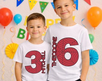 Toddler Personalized Spider Birthday Shirt | Custom Superhero Party Tee