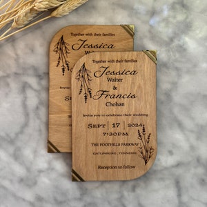 Wedding Invitation | Wooden Wedding Invitation Set | Wedding Invite | Rustic Invites | Destination Wedding | Wedding Invitation Brass Corner
