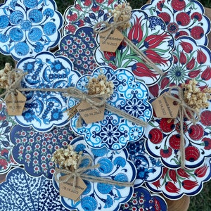 Personalized Ceramic Wedding Coasters: Hand-Pressed Pattern Favors
