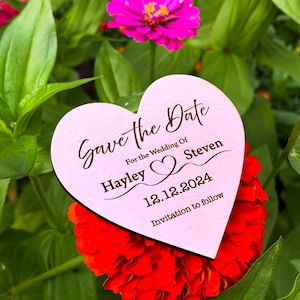 Save The Date Magnete | Herzform Save The Date | Holz Save The Date | Moderne Hochzeitsmagnete | Geburtstags-Party Einladung
