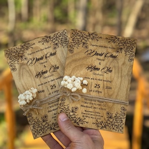 Rustikale Hochzeitseinladung Hochzeitseinladung, Verlobungseinladung, Jubiläumseinladung, hölzerne Einladung, Boho Hochzeitseinladung