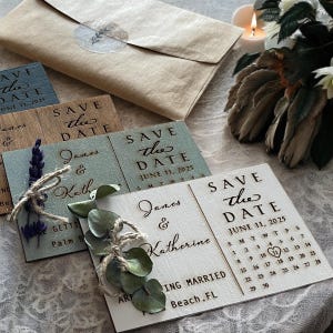 Imanes para guardar la fecha con flores secas / Calendario para guardar la fecha Imanes modernos para bodas con flores de eucalipto de madera para guardar la fecha