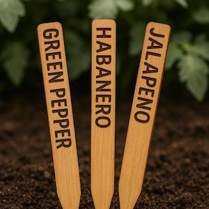 Wooden Garden Markers: Laser Engraved Plant Labels