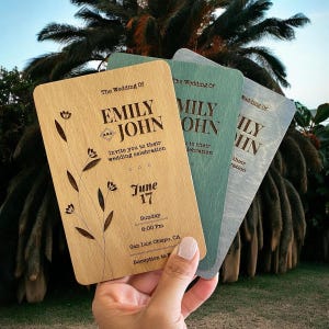 Wedding Invitation | Wooden Wedding Invitation Set | RSVP Card, QR Cards, Envelope Seal Sticker | Rustic Invites | Destination Wedding |