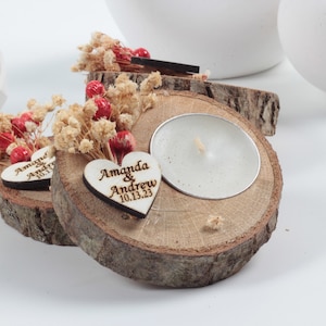 Personalized Candle Wedding Favors, Candle Favors, Rustic Tealight Holder , Baby Shower Favors,Wedding Party Favors, Guest Favor Ideas