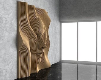 MDF Parametric Wall Art Face | Custom size and color | Wood Wall Décor | Interior Design | Luxury Decoration | Gift | Office | Contemporary