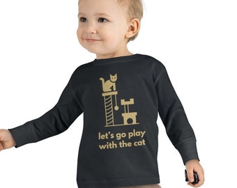 Lass uns mit der Katze spielen – Langarm-T-Shirt für Kleinkinder, Tierliebhaber, haustierfreundlich, Kinder, Spaß, draußen spielen