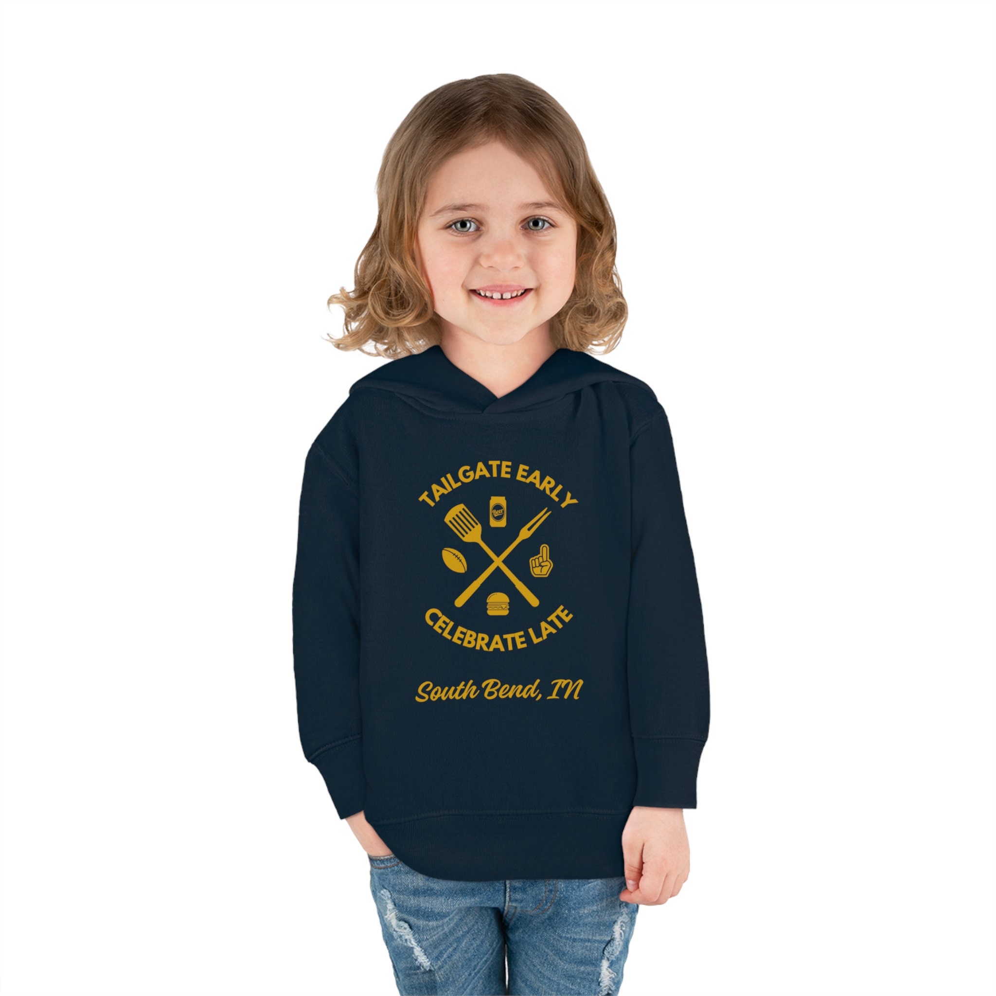 South Bend, IN Tailgate - Toddler Fleece Hoodie, College Football, Tailgate Early, Celebrate Late, Alumni, Campus, Sports Fan, Kids Shirt
