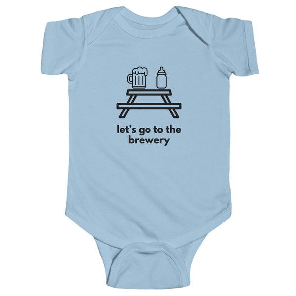 Let's Go to the Brewery - Baby Bodysuit, Outdoors, Explore, Adventure, Kids Play, Cool Parents, Hippy Parents, Beer, Baby Bottle, IPA, Lager