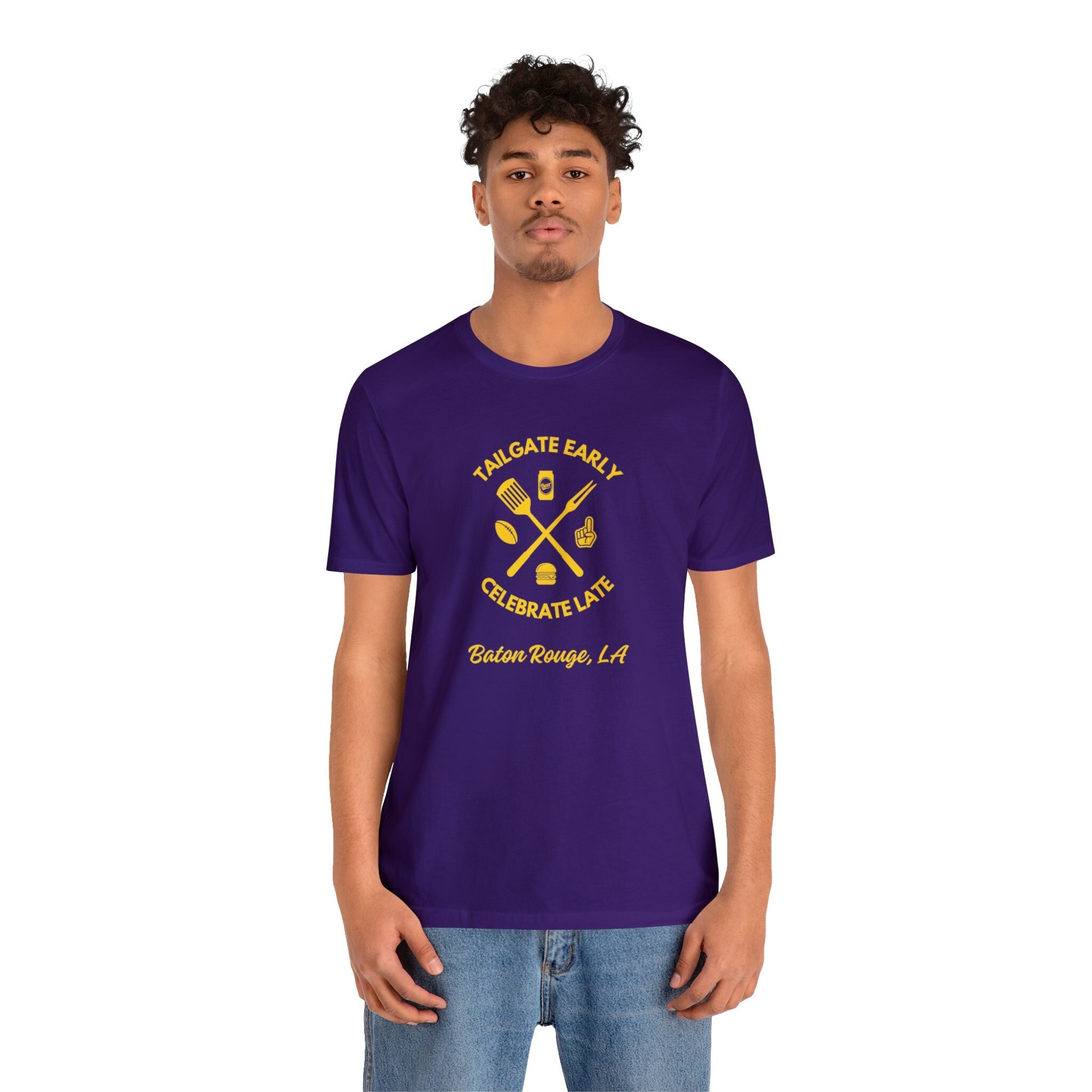 Baton Rouge, LA Tailgate - Adult Short Sleeve T-shirt, College Football, Tailgate Early, Celebrate Late, Alumni, Campus, Sports Fan, Grill