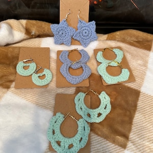 Handmade Crochet Hoop & Dangle  Earrings