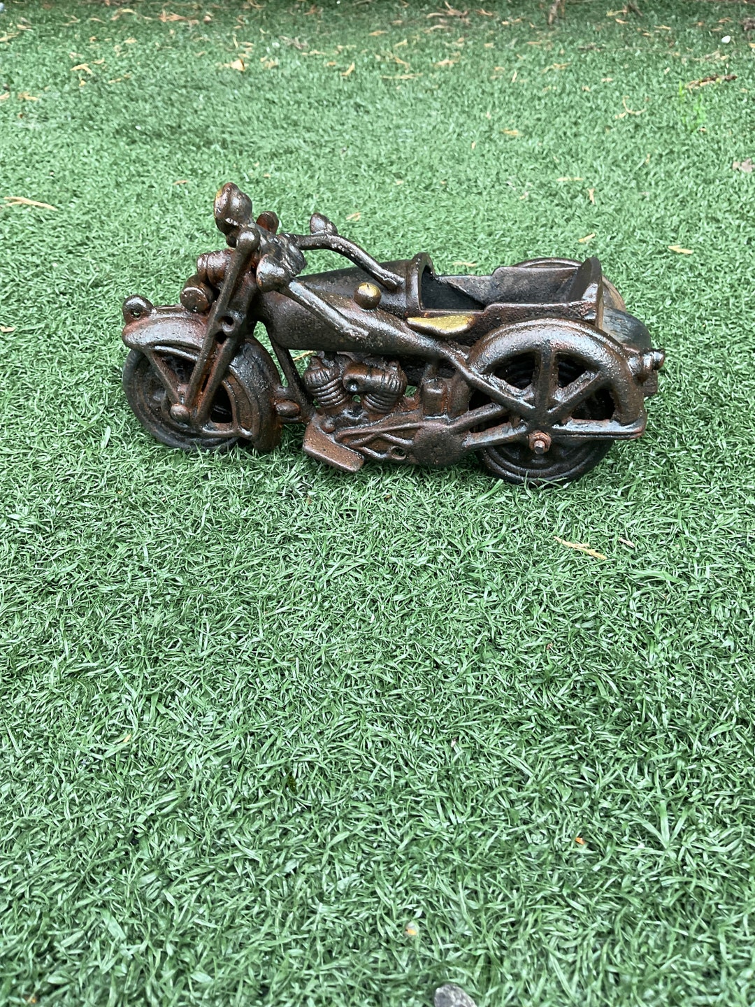 Cast Iron Motorcycle With Sidecar 9 Inch Long Vintage 1970s Etsy UK