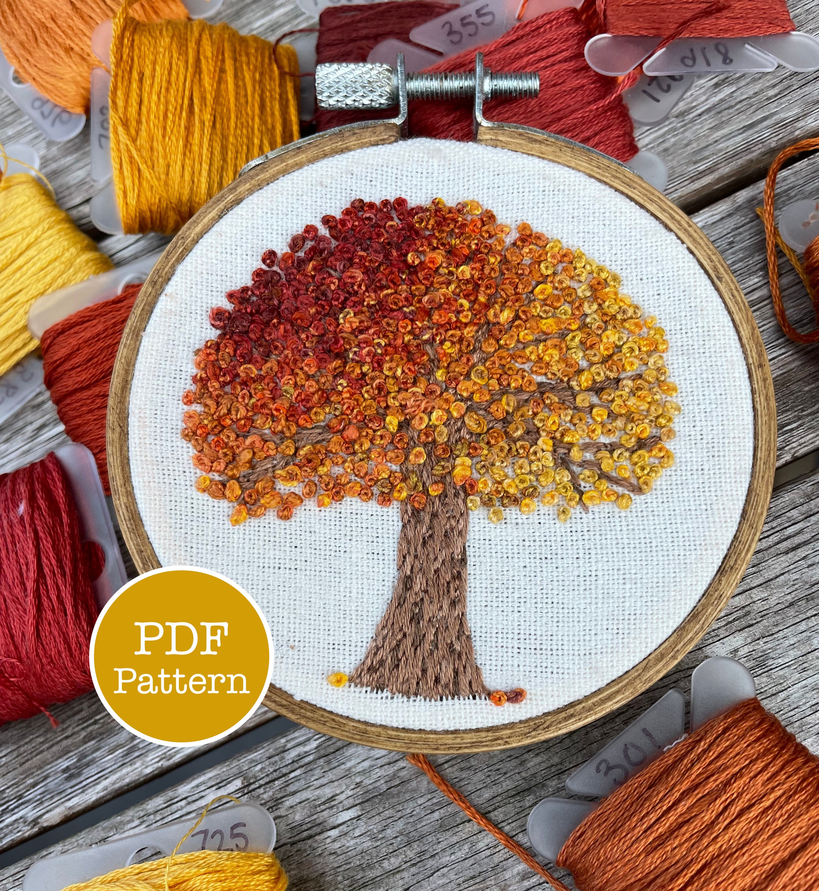 Fall Maple Tree - Hand Embroidery Pattern and Tutorial / Guide ...