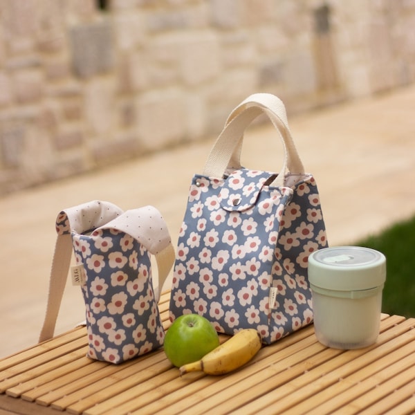 Blumen Lunch Bag, Lunch Tote Bag, wiederverwendbare Picknick Lunch Bag, Lebensmittelmarkt Tasche, Canvas Lunch Box Tote, Lunch Bag Geschenk Frauen