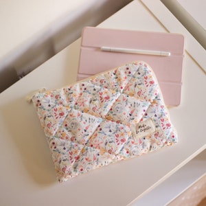 Floral Quilted Laptop Sleeve: Handmade MacBook Case