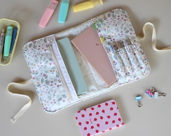 A5 Quilted Book Sleeve | Floral Book Cover with Pockets