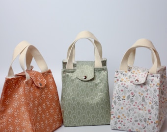 Handmade Fabric Lunch Bag with Strap: Reusable Picnic Tote