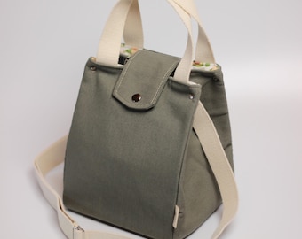 Bolsa de almuerzo de lona color caqui: minimalista, reutilizable y ecológica.