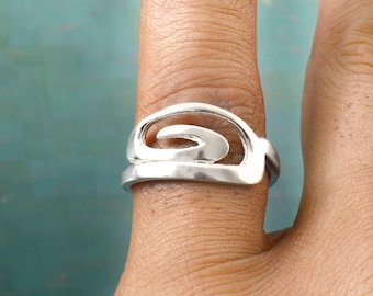 925 Sterling Silver Spiral Ring: Minimalist Swirl Jewelry