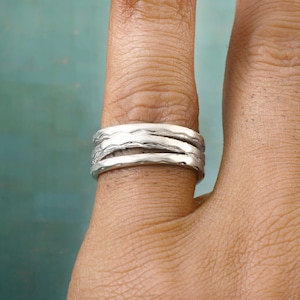 Chunky Silver Ring for Woman-Multi Layer Thumb Ring-Boho Signet Open  Dainty Ring-Gift for Her-Mothers Day Gift-Summer Jewelry
