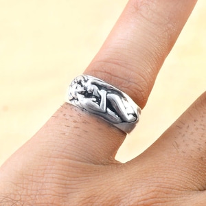 Sterling Silver Lovers Ring: Boho Couple Band, Personalized