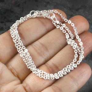 925 Sterling silver, Solid silver necklace, Silver chain for women, Boho chain, Rustic chain, Gipsy silver bracelet, Gift for him