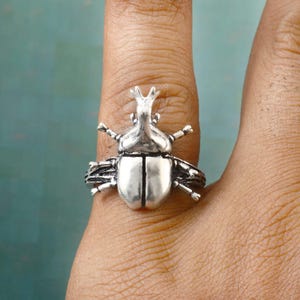 Silver Stag Beetle Ring: Adjustable Boho Insect Ring, Gift For Her , Christmas Gift ,