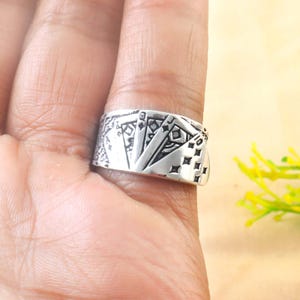Speelkaartenring Pokerring Verstelbare kaarten Streetwear Statement Coole ring Chunky ring brede band duimring zegelring voor dames heren