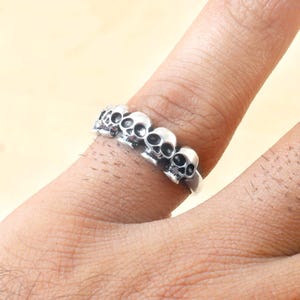 Sterling silver skull ring - womens skull rings - womens thumb ring - index finger ring