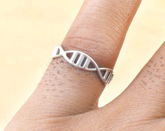 Dna Ring-Dna Ring-Science Ring-Chemistry Ring-Molecule Ring-Sterling Silver Dna Ring-Biology Ring