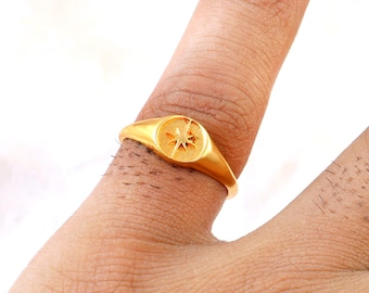 Sterling Silver Starburst Ring, Silver Star Ring, North Star Ring, Minimalist Ring, Polaris Ring, Ring For Women, Gift For Her