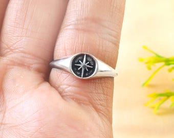Sterling Silver Starburst Ring, Silver Star Ring, North Star Ring, Minimalist Ring, Polaris Ring, Ring For Women, Gift For Her