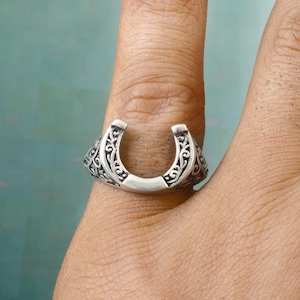 Horse Shoe Ring STERLING SILVER 925 Lucky Horseshoe Good Luck Talisman, Gift For Her