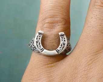 Horse Shoe Ring STERLING SILVER 925 Lucky Horseshoe Good Luck Talisman, Gift For Her