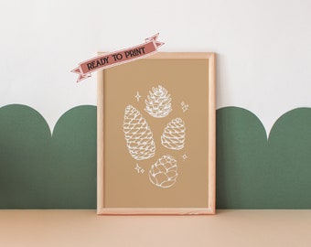 Cute Pinecones Printable | Woodland Forest Nursery | Nursery Art Print | Neutral Nursery Decor | Nature Kids Room | Rustic Nursery