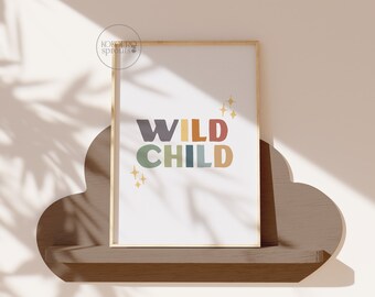 Wild Child poster | Playroom Printable | Kids room decor |  Playroom Poster | Rainbow Kids decor | Kids Poster | Printable kids room decor