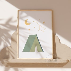 Camp Nursery Art | Camping Printable | Adventure Nursery | Camp Wall Art | Forest Nursery | Camp theme kids room | Starry Night | Tent print