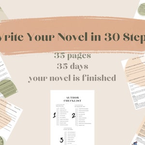 30 Steps To Write a Novel || Character Workbook || Villain Workbook || Printable Writing Planner, Character Profile Writing, Plot, Setting