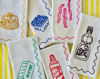 Embroidered Pancake Napkins (Set of 6)