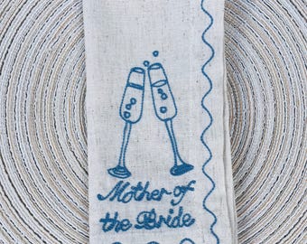 Embroidered Personalised Wedding Napkins - Top Table