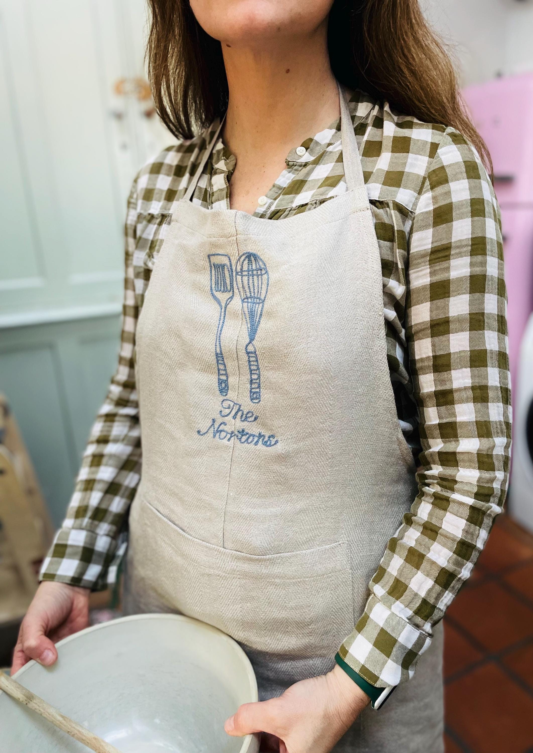 Embroidered Personalised Linen Apron - Etsy