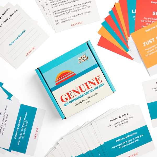 GENUINE - Conversation Guide, Couple Question Game, Friend Conversation Starter, Ice Breaker, Family Question Cards, Friend Card Game