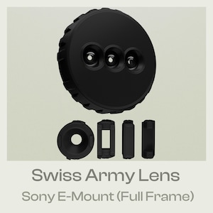 Swiss Army Lens for Sony E-Mount (full frame only) | 5-in-1 modular lens | 3D Wiggle Effect, Disposable Camera Look and more